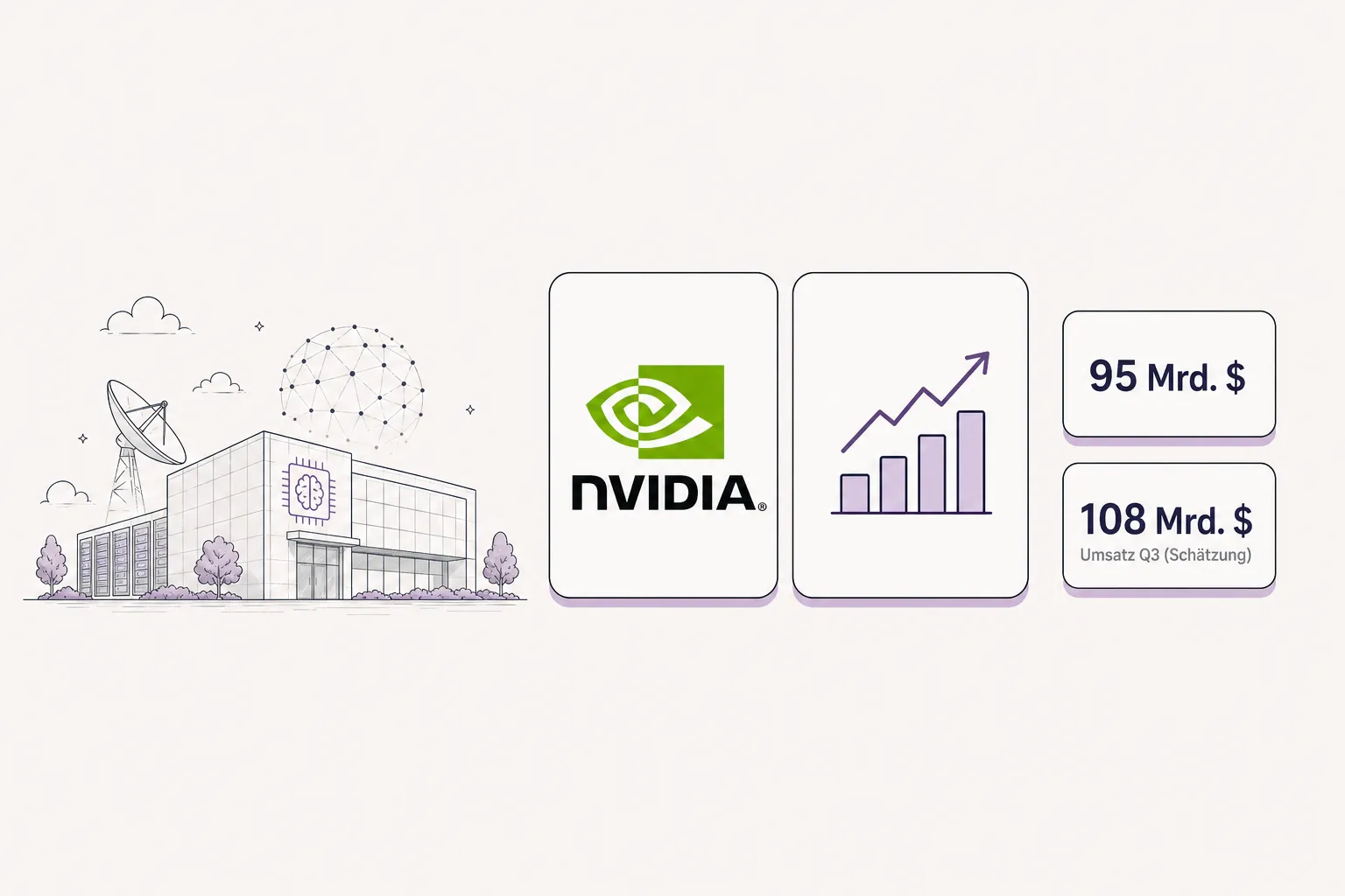 Serverracks und GPU-Hardware in einem Rechenzentrum