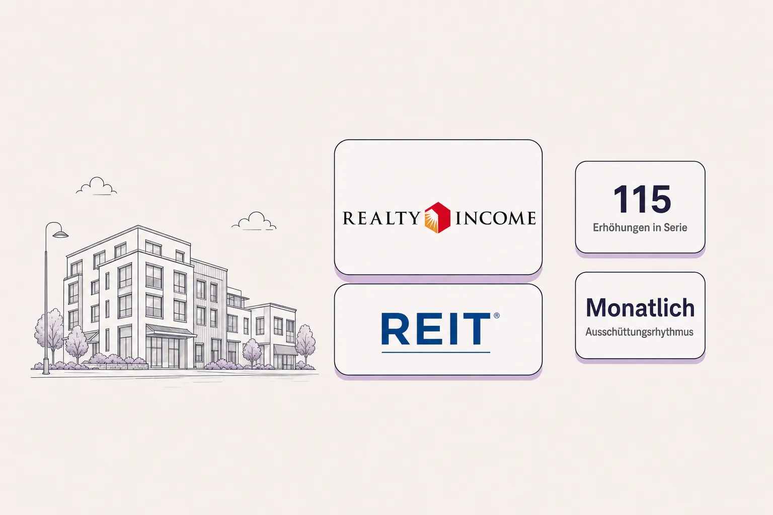 Eingang eines Gewerbeimmobilienkomplexes, Symbol für Mieteinnahmen