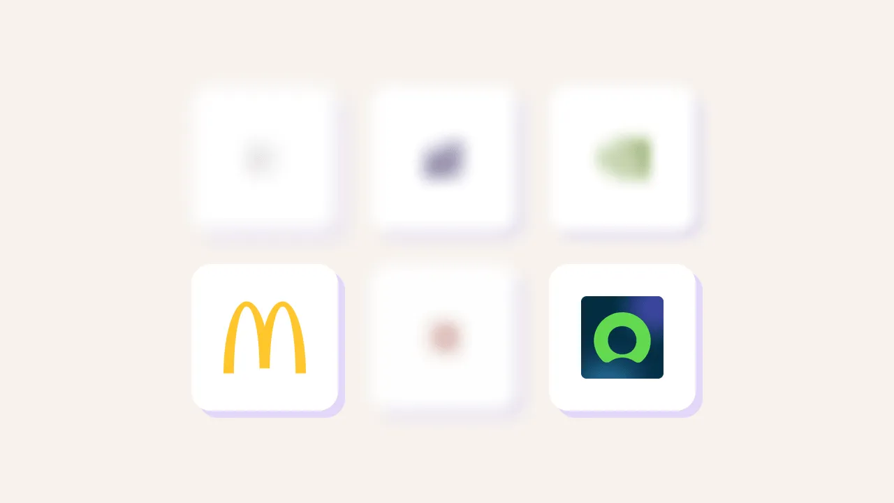 Newsletter-Cover: sechs Aktien-Logos in einer Kachel-Grid, zwei scharf, vier stark unscharf
