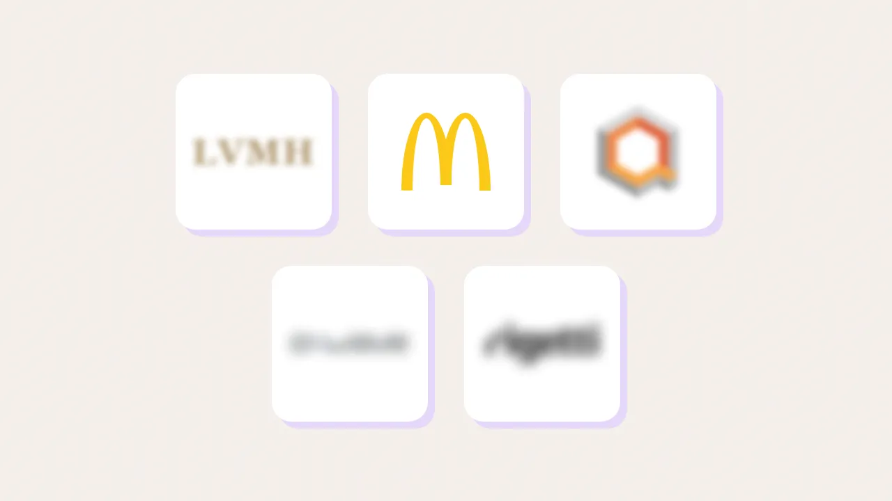 Newsletter-Cover: fünf Aktien-Logos in Kacheln, McDonald’s scharf, LVMH und IonQ leicht unscharf, D-Wave und Rigetti stark unscharf
